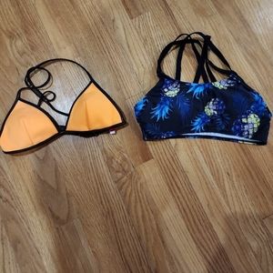 Victoria's Secret Bikini Top Lot Neon pastel Peach & blue